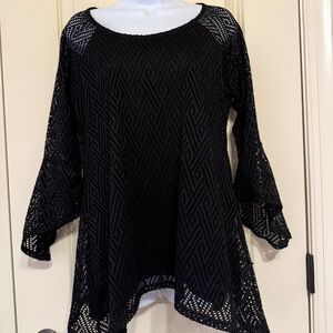 New Directions Crochet Tunic Black Size Small